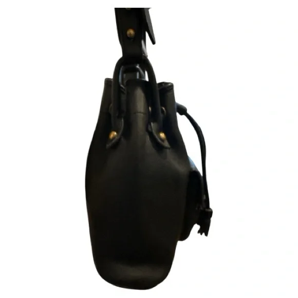 VINTAGE DOONEY & BOURKE BLACK LEATHER BUCKET BAG PURSE - Picture 5 of 10